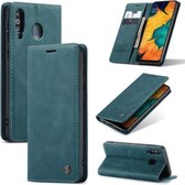 Voor Samsung Galaxy A40s / M30 CaseMe-013 Multifunctionele Retro Frosted Horizontale Flip Leren Case met Kaartsleuf & Houder & Portemonnee (Blauw)