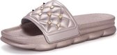 Modetrend platform klinknagel pantoffels voor dames (kleur: champagne maat: 36)