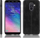 Voor Galaxy A6 Plus schokbestendig naaien koe patroon huid PC + PU + TPU hoesje (zwart)