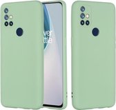 Voor OnePlus Nord N10 5G Pure Color Vloeibare siliconen schokbestendige hoes met volledige dekking (groen)