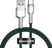 Baseus CATJK-A06 Cafule-serie 40W USB naar Type-C / USB-C metalen oplaadgegevenskabel, lengte: 1m (donkergroen)