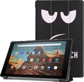 Voor Amazon Kindle Fire HD 10 2017/2019 Gekleurde tekening Horizontale flip lederen tas met drievoudige houder en slaap- / wekfunctie (Big Eye Me)