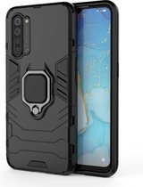 Voor OPPO Reno3 PC + TPU schokbestendige beschermhoes met magnetische ringhouder (zwart)