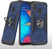 Voor Samsung Galaxy A20 / A30 magnetisch pantser schokbestendig TPU + pc-hoesje met metalen ringhouder (blauw)