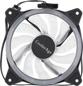 Kleur LED 12cm 3-pins Computercomponenten Chassisventilator Computerhost Koelventilator Stille ventilatorkoeling, met voedingskabel en wit licht (wit)