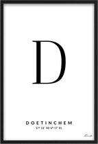 Poster Letter D Doetinchem A2 - 42 x 59,4 cm (Exclusief Lijst)