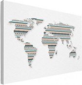 Wereldkaart Zuid-Amerikaans Patroon - Canvas 120x90