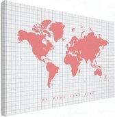 Wereldkaart We Need Some Pink - Canvas 100x50