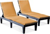Alice's Garden Ligstoelkussens –  Set van 2 - 188 x 55 cm, Polyester - Mosterdgeel