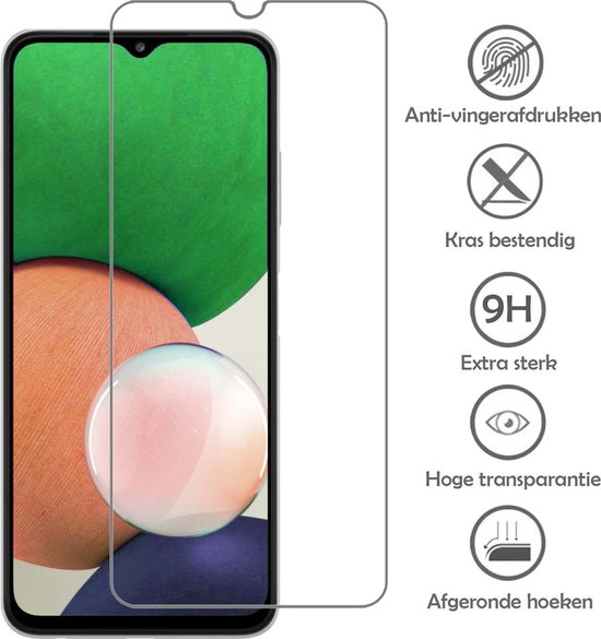 Schermprotector met anti-vingerafdruk, krasbestendig 9H, extra sterk, hoge transparantie en afgeronde hoeken.