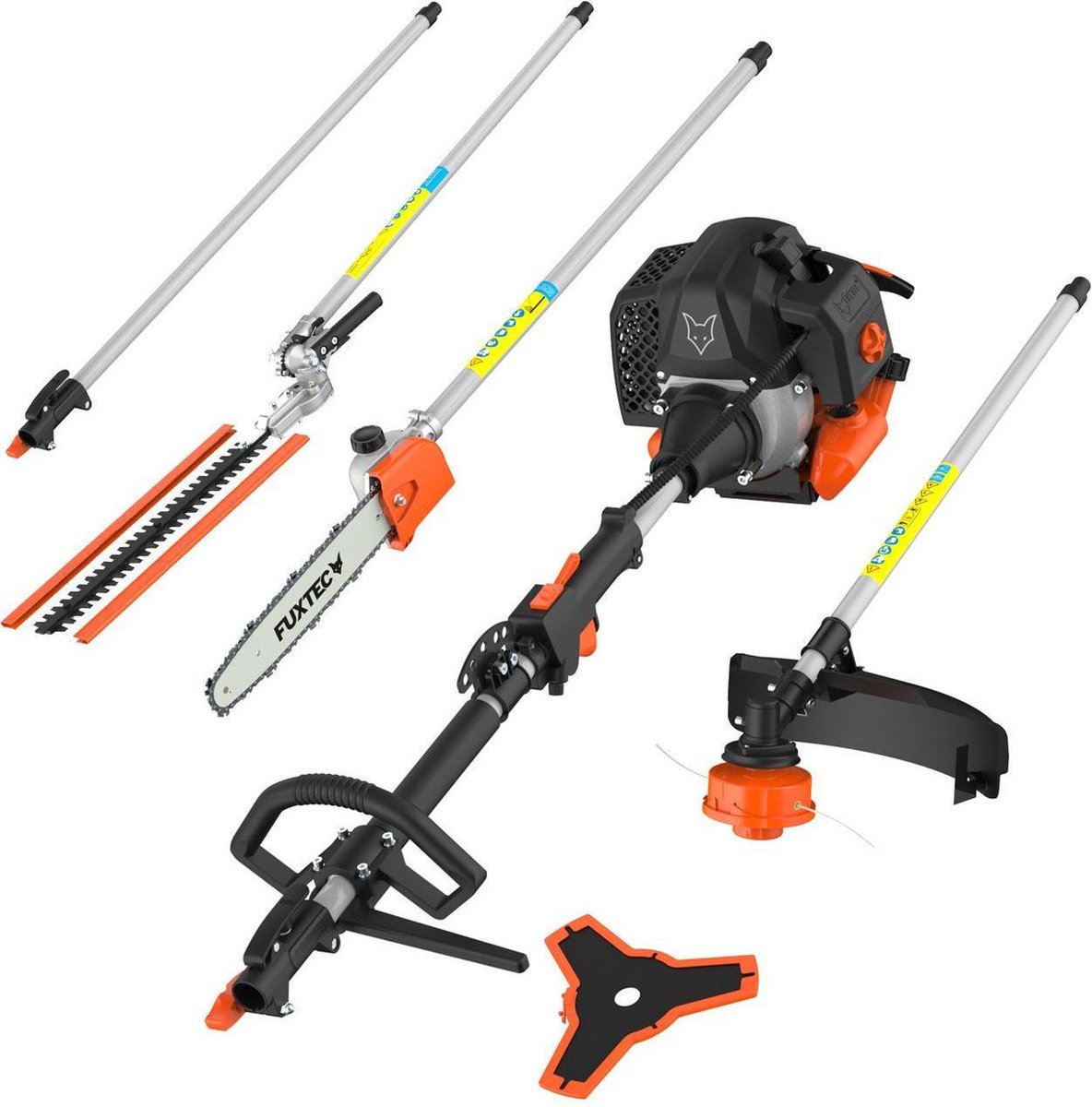 Bol.com FUXTEC FX-MT152E Benzine Multitool 5-in-1 – Bosmaaier, Kettingzaag, Heggenschaar, Stokzaag & 1m Verlengstuk – 52cc 2-tak... aanbieding