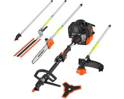 FUXTEC FX-MT152E Benzine Multitool 5-in-1 – Bosmaaier, Kettingzaag, Heggenschaar, Stokzaag & 1m Verlengstuk – 52cc 2-takt – Inclusief draaggordel