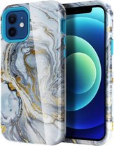 Vernissen Water Stick TPU + harde kunststof schokbestendige beschermhoes voor iPhone 12 mini (10022 marmer)