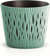 SANDY ronde plastic POTS OM IN KLEUR SALVIA 12 x 12 x 11,1 cm