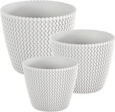 Pack 3 ronde potten Prospeplast 5x11,5x28,2 cm splofy plastic in witte kleur