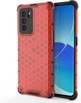 Voor OPPO Reno6 Pro 5G schokbestendige honingraat pc + TPU-beschermhoes (rood)