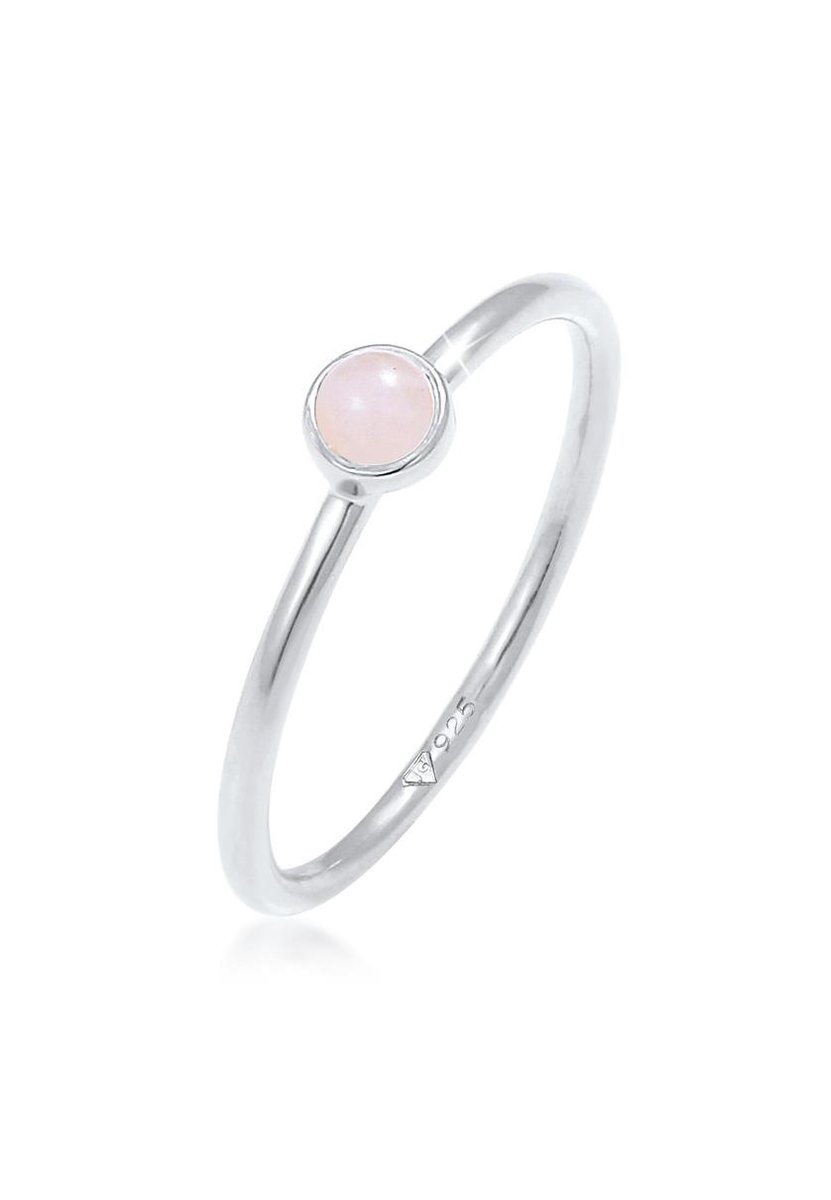 Elli - Ring - Dames Stapel Basis Minimaal met Rozenkwarts in 925 Sterling Zilver Verguld - Dames