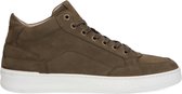 Manfield - Heren - Donkergroene nubuck sneakers - Maat 42