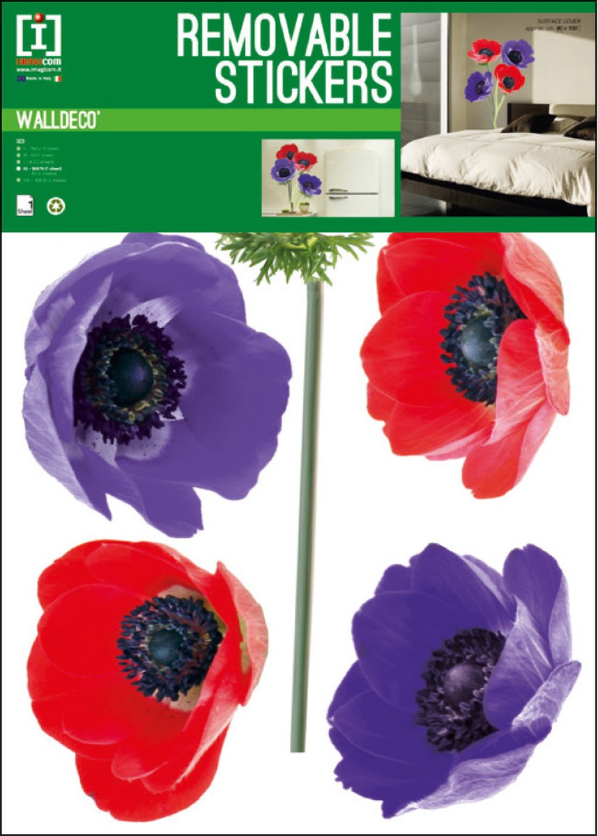 Imagicom Muursticker Anemone 50 X 70 Cm Vinyl Paars/rood
