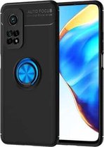 Voor Geschikt voor Xiaomi Mi 10T Pro metalen ringhouder 360 graden roterende TPU-hoes (zwart + blauw)