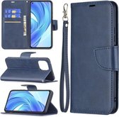 Voor Xiaomi Mi 11 Lite Retro Lamsvacht Textuur Pure Kleur Horizontale Flip PU Lederen Case met Houder & Kaartsleuven & Portemonnee & Lanyard (Blauw)