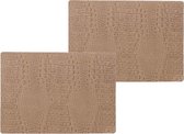 2x stuks stevige luxe Tafel placemats Coko beige 30 x 43 cm - Met anti slip laag en Pu coating toplaag