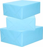 3x Rollen kraft inpakpapier lichtblauw  200 x 70 cm - cadeaupapier / kadopapier / boeken kaften