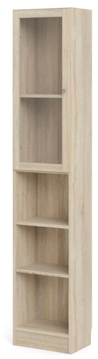 Base wandkast 1 glazen deur en 2 planken, eiken structuur decor.