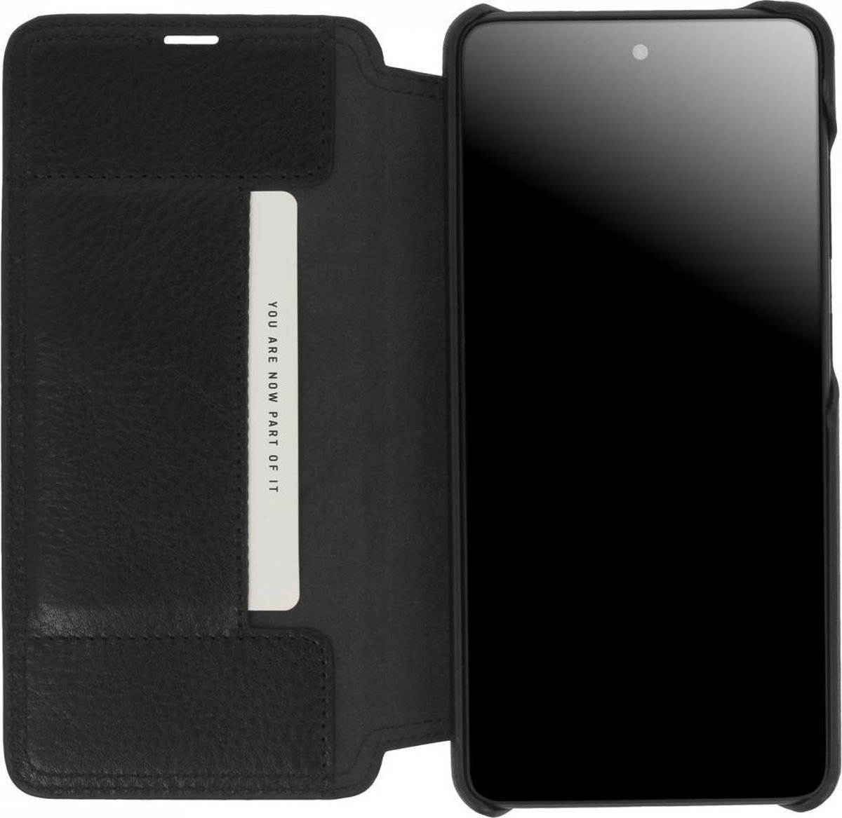 Minim Samsung Galaxy A52 / A52S Hoesje Echt Leer Book Case Zwart