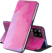 Voor Samsung Galaxy A12 5G Spanning Aquarel Patroon Huid Voelen Magnetische Horizontale Flip PU Lederen Case met Houder (Paars)