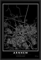 Poster Stad Arnhem - A3 - 30 x 40 cm - Inclusief lijst (Zwart MDF)