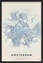 Poster Amsterdam - A2 - 42 x 59,4 cm - Inclusief lijst (Zwart Aluminium)