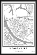 Poster Dorp Hoogvliet - A3 - 30 x 40 cm - Inclusief lijst (Zwart MDF)