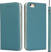 Litchi-textuur Horizontale flip-toplaag koeienhuid lederen tas met houder & kaartsleuven & portemonnee & riem & draadwinder voor iPhone 6 Plus & 6s Plus (hemelsblauw)