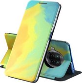 Voor Xiaomi Mi 10T Lite Spanning Aquarel Patroon Huid Voel Magnetische Horizontale Flip PU Lederen Case met Houder (Geel)