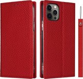 Litchi-textuur Horizontale flip-toplaag koeienhuid lederen tas met houder & kaartsleuven & portemonnee & riem & draadwinder voor iPhone 12 Pro Max (rood)