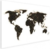Wereldkaart Geometrische Gouden Lijnen Zwart - Poster 120x90