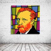 Pop Art Vincent Van Gogh Canvas - 100 x 100 cm - Canvasprint - Op dennenhouten kader - Geprint Schilderij - Popart Wanddecoratie
