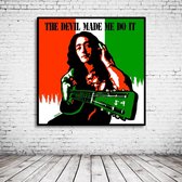 Pop Art Rory Gallagher Poster in lijst - 90 x 90 cm en 2 cm dik - Fotopapier Mat 180 gr Framed - Popart Wanddecoratie inclusief lijst