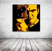 Pop Art Quentin Tarantino Canvas - 80 x 80 cm - Canvasprint - Op dennenhouten kader - Geprint Schilderij - Popart Wanddecoratie