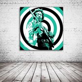 Pop Art Jimi Hendrix Canvas - 80 x 80 cm - Canvasprint - Op dennenhouten kader - Geprint Schilderij - Popart Wanddecoratie