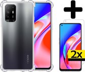 OPPO A94 5G Hoesje Transparant Shockproof Case Met 2x Screenprotector - OPPO A94 Case Hoesje - OPPO A94 5G Hoes Cover Met 2x Screenprotector - Transparant