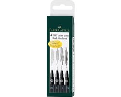 Faber-Castell tekenstift - fineliners- Pitt Artist Pen - etui 4 stuks M/F/S/XS - zwart - FC-167115