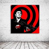 Pop Art Scarface Acrylglas - 100 x 100 cm op Acrylaat glas + Inox Spacers / RVS afstandhouders - Popart Wanddecoratie