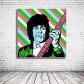 Pop Art Bill Wyman Acrylglas - 80 x 80 cm op Acrylaat glas + Inox Spacers / RVS afstandhouders - Popart Wanddecoratie