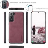 caseme - Hoesje geschikt voor Samsung Galaxy S21 FE - back cover en wallet book case - multifunctioneel - rood