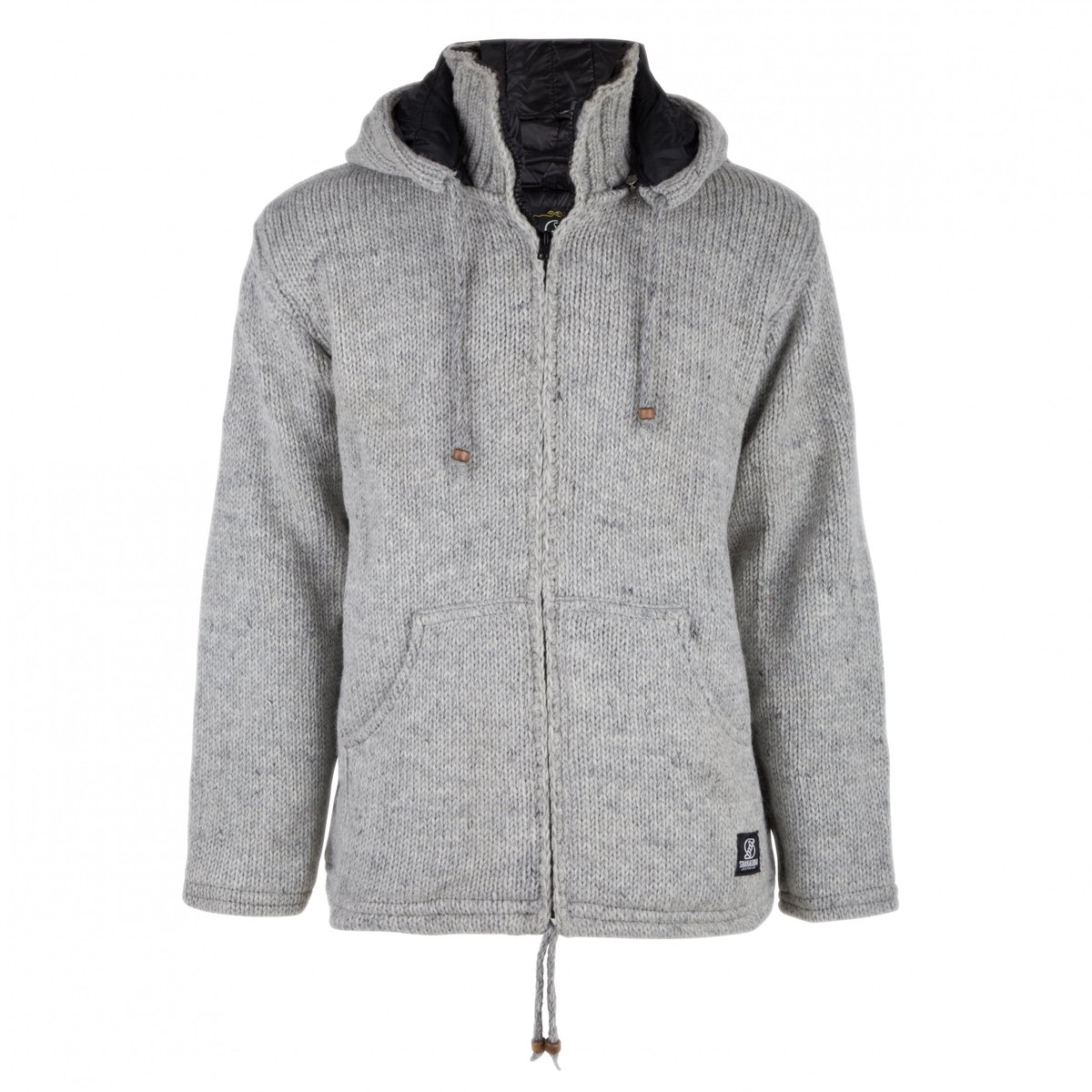 Gebreid Wollen Heren/Uni Vest van Schapenwol met Nylon Windstopper binnenvoering en afneembare capuchon SHAKALOHA M Breaker Grijs