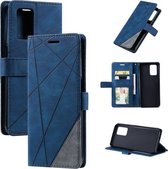 Voor OPPO Realme V13 5G Skin Feel Splicing Horizontale Flip Lederen Case met Houder & Kaartsleuven & Portemonnee & Fotolijst (Blauw)