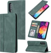 Voor Samsung Galaxy A70/A70s Huid Voelen Druk Lijn Magnetische Horizontale Flip Lederen Case met Houder & Kaartsleuf & Portemonnee & Fotolijst (Groen)