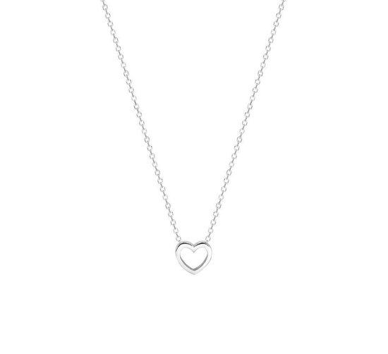 YO&NO - Ketting - Zilver - Anker - Hart -  1,0 mm -  36 + 4 cm - Sieraden vrouw - Gerhodineerd - Zilver 925